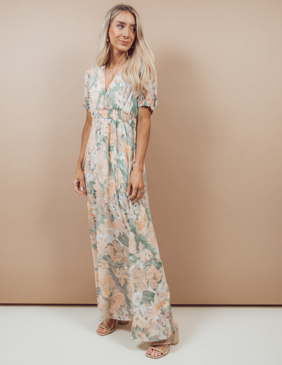 flowy easter dress Arabelle Hi-Low Patchwork Floral Dress Patchwork / M