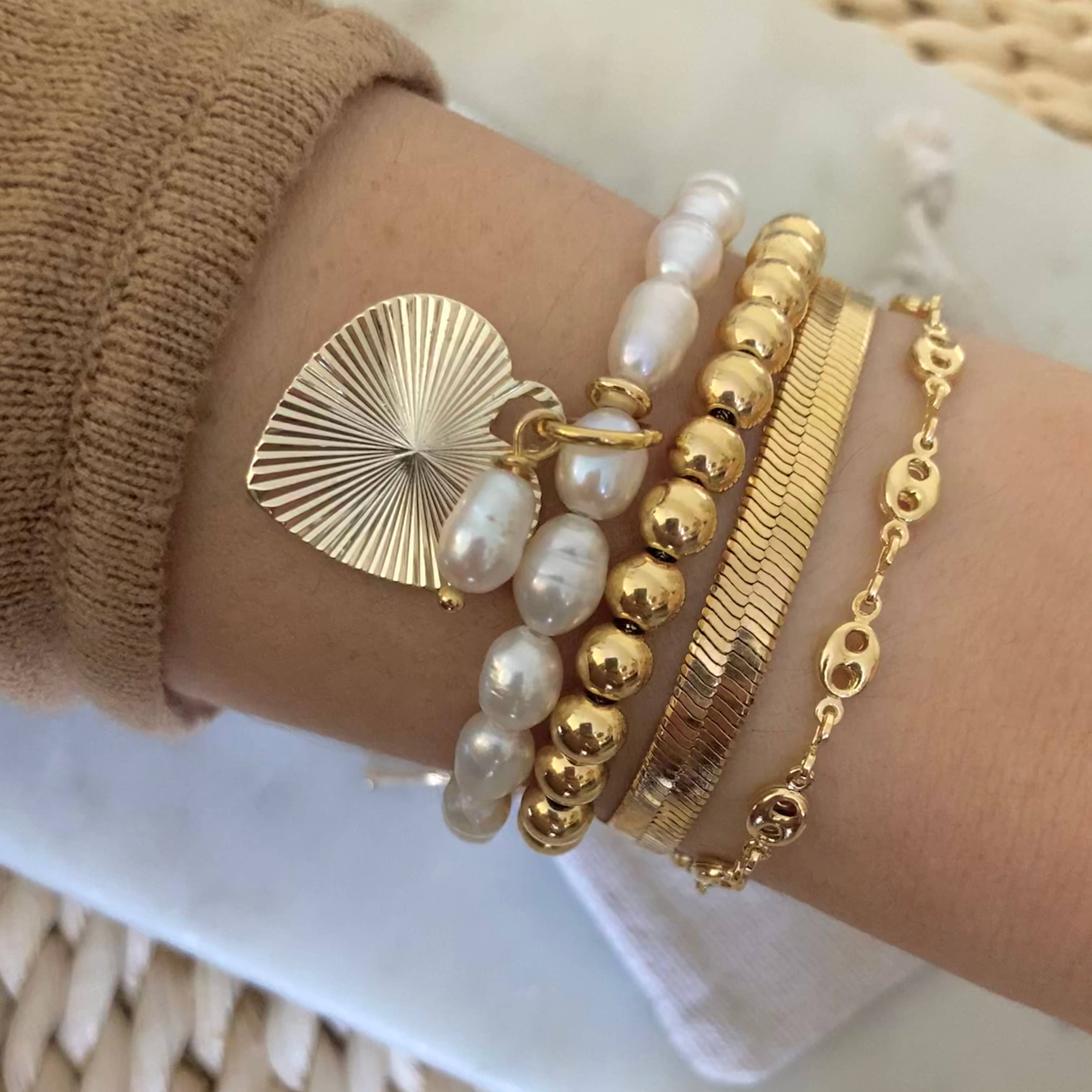 Cherish Beaded Gold Bracelet