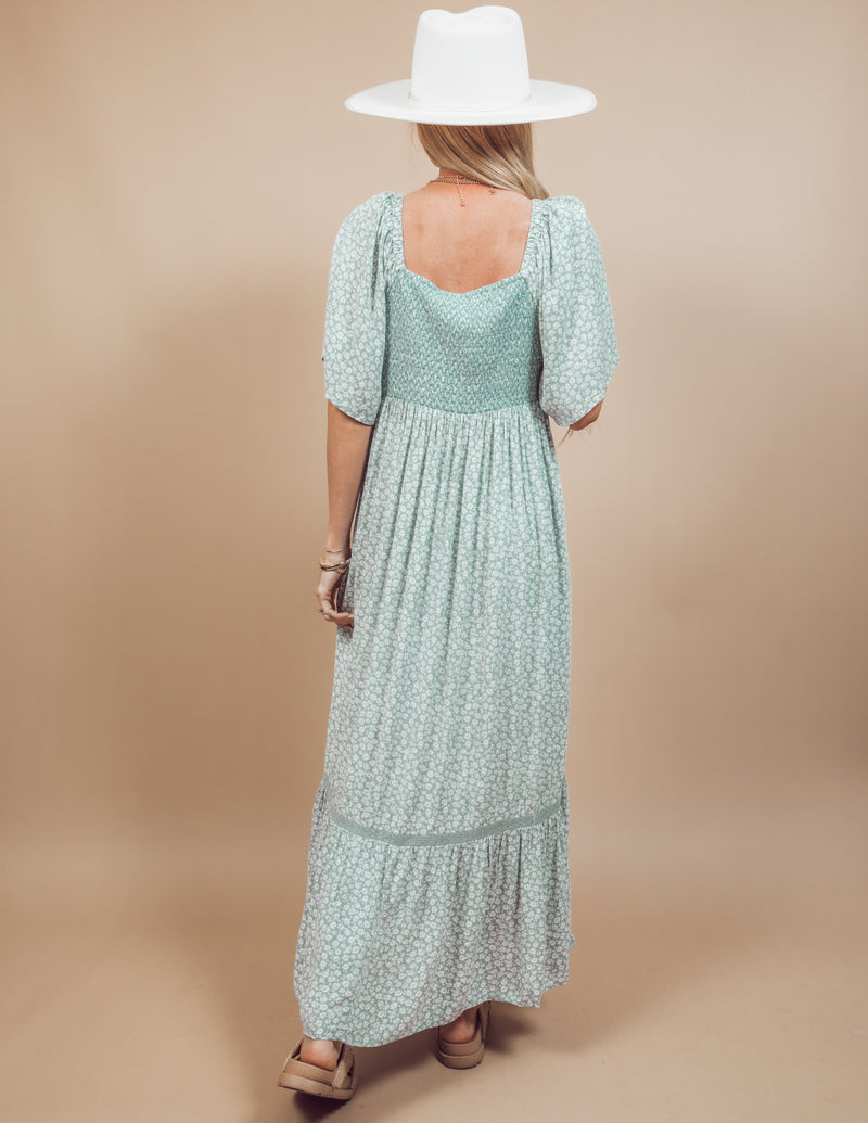 Guinevere Midi Dress in Sage