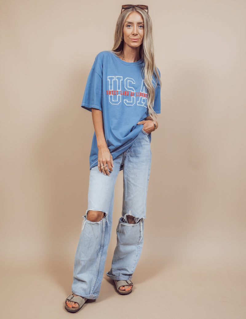 Embroidered USA Tee