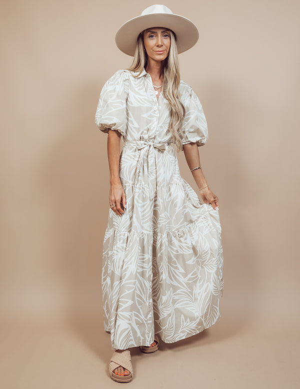 Palm Print Maxi Dress