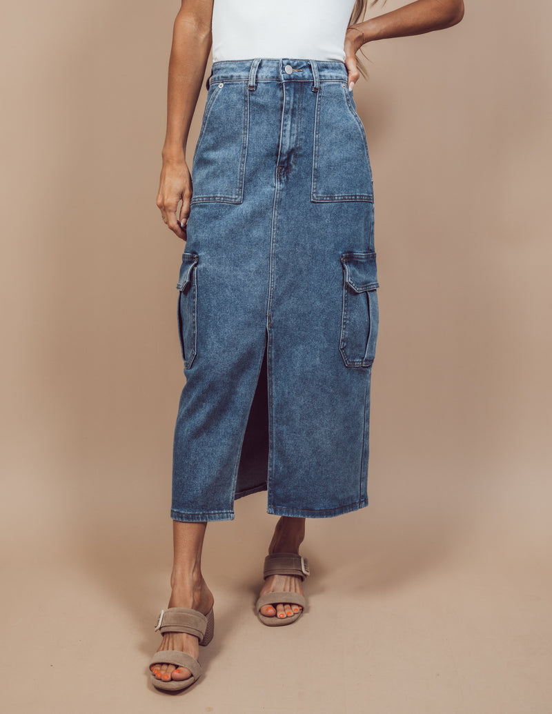 Emerie Cargo Denim Skirt