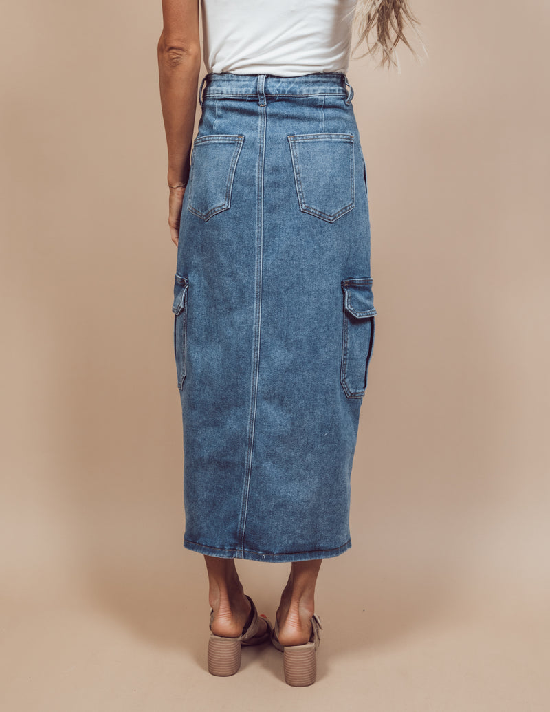 Emerie Cargo Denim Skirt