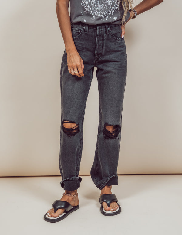 Helena Distressed Black Denim