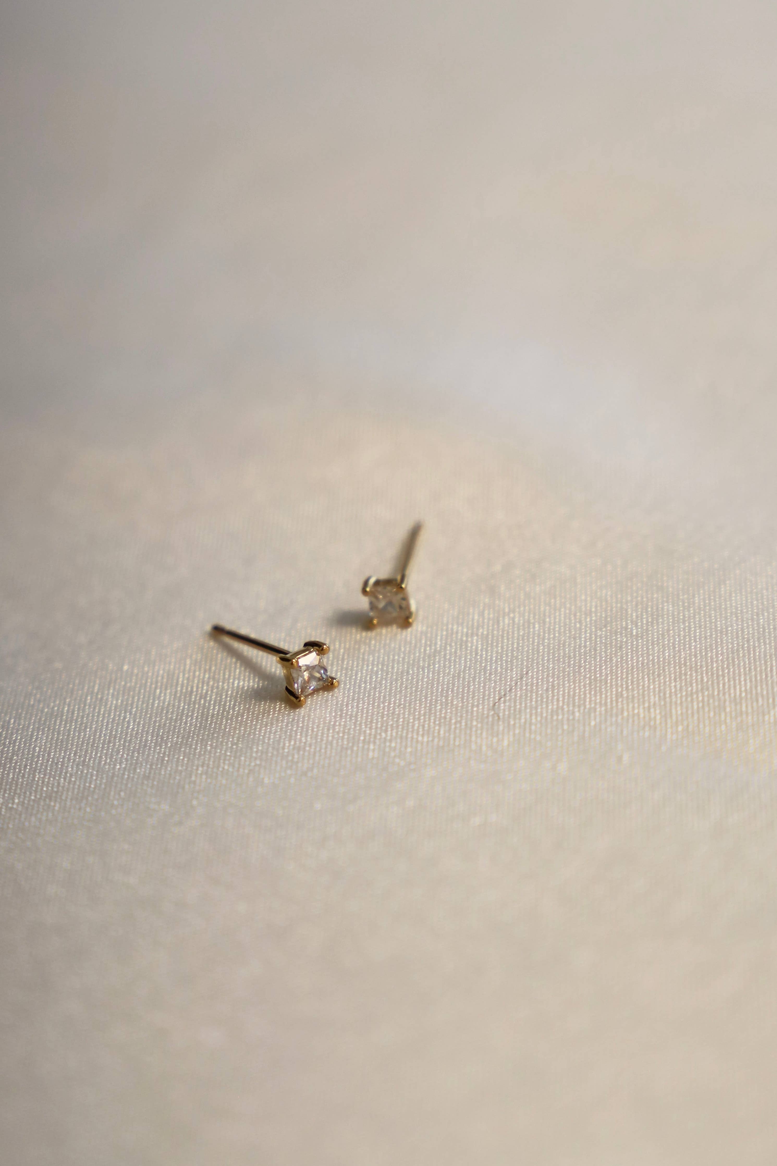 Square Cz Stud