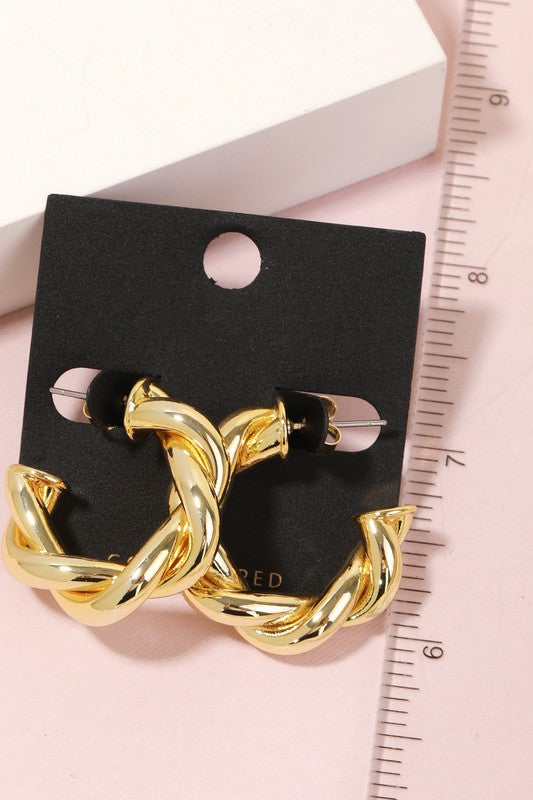 Gold Dipped Twisted Metallic Hoop Earrings