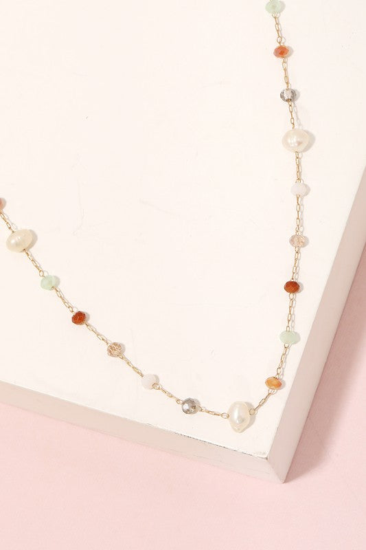 Mixed Beaded Dainty Chain Necklace