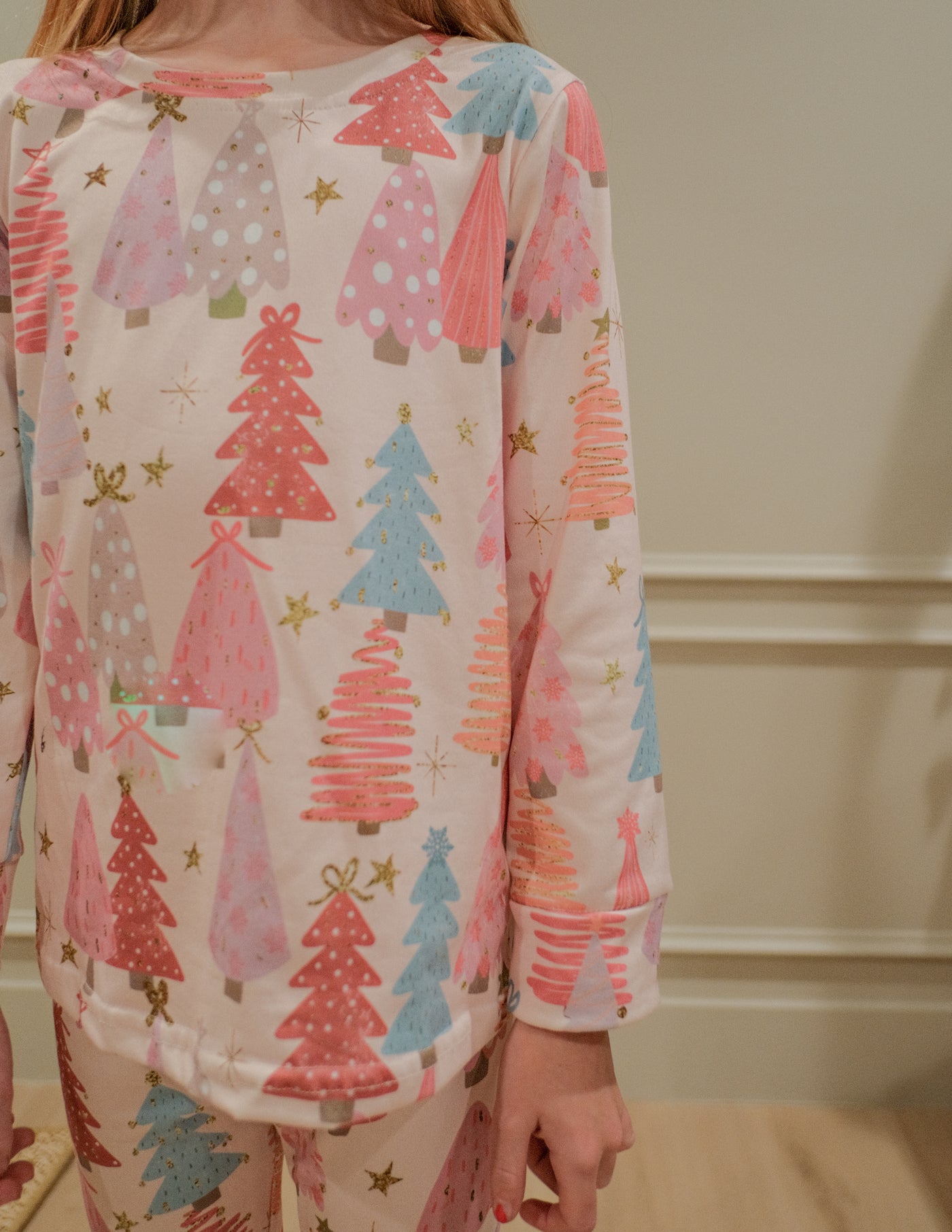 Kids Pastel Trees Christmas Pajama Set