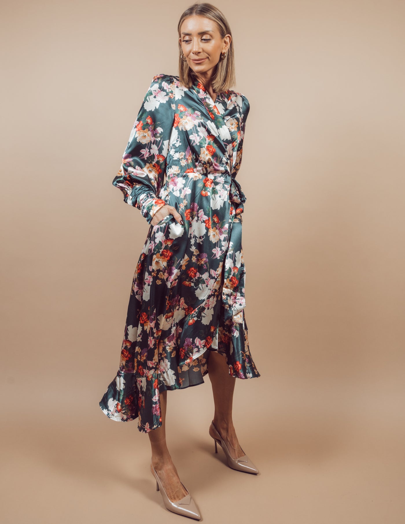 Mirabel Satin Wrap Dress