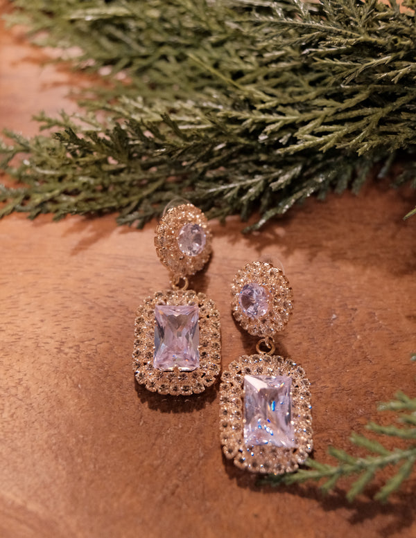 Square Rhinestone Drop Earrings