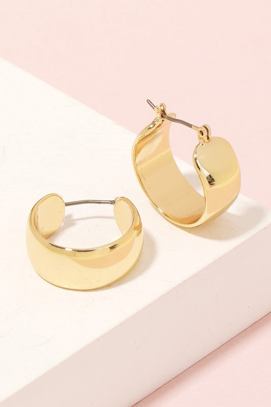 Wide Metallic Latch Hoop Earrings