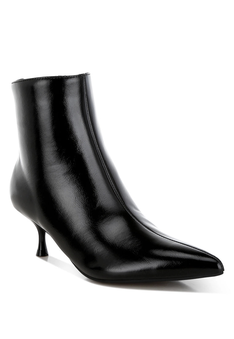 Thymus Faux Leather Kitten Heel Boots