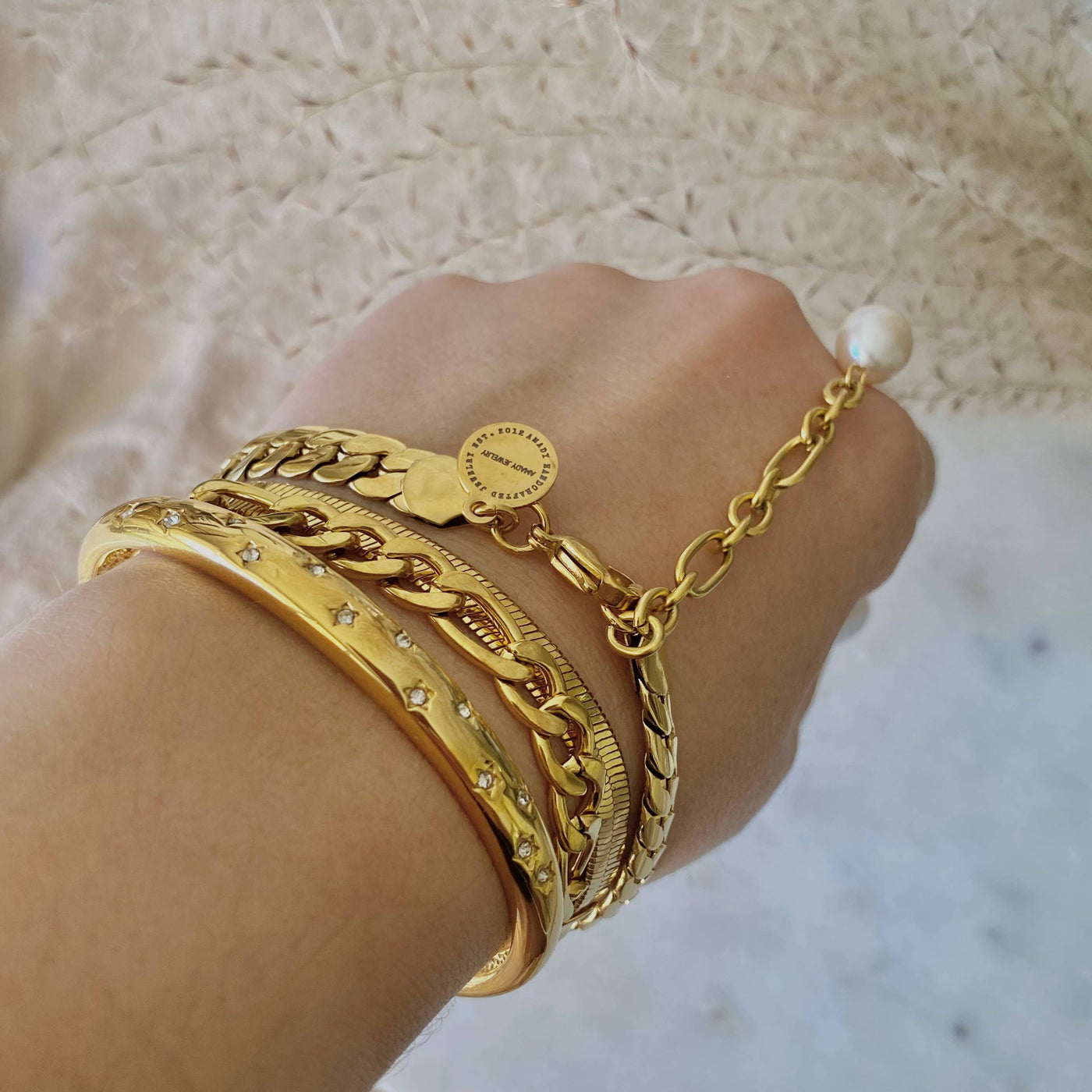 Pearl of My Heart Figaro Bracelet