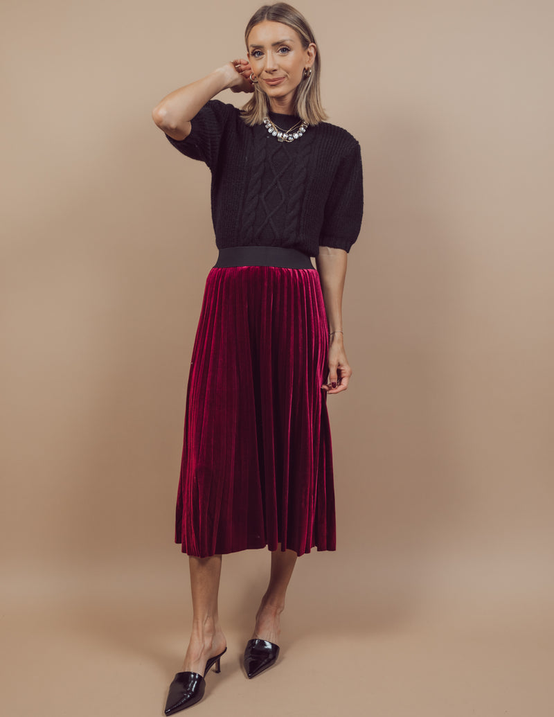Karyme Velvet Pleated Skirt
