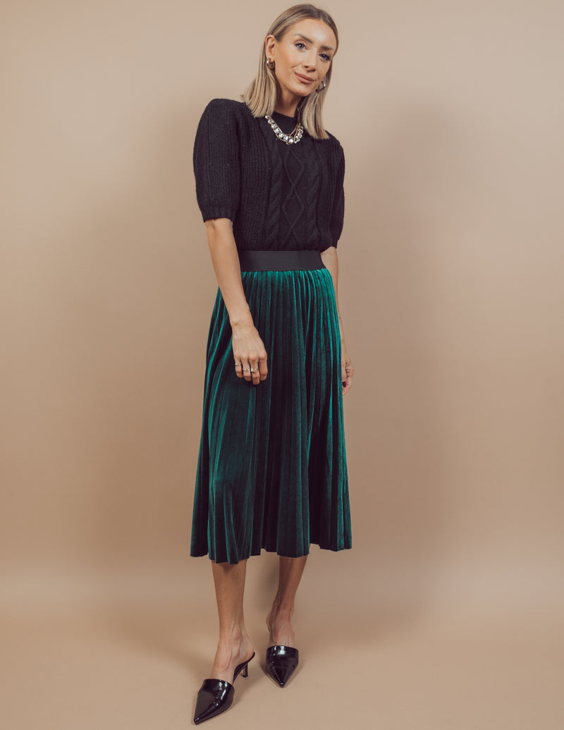 Karyme Velvet Pleated Skirt