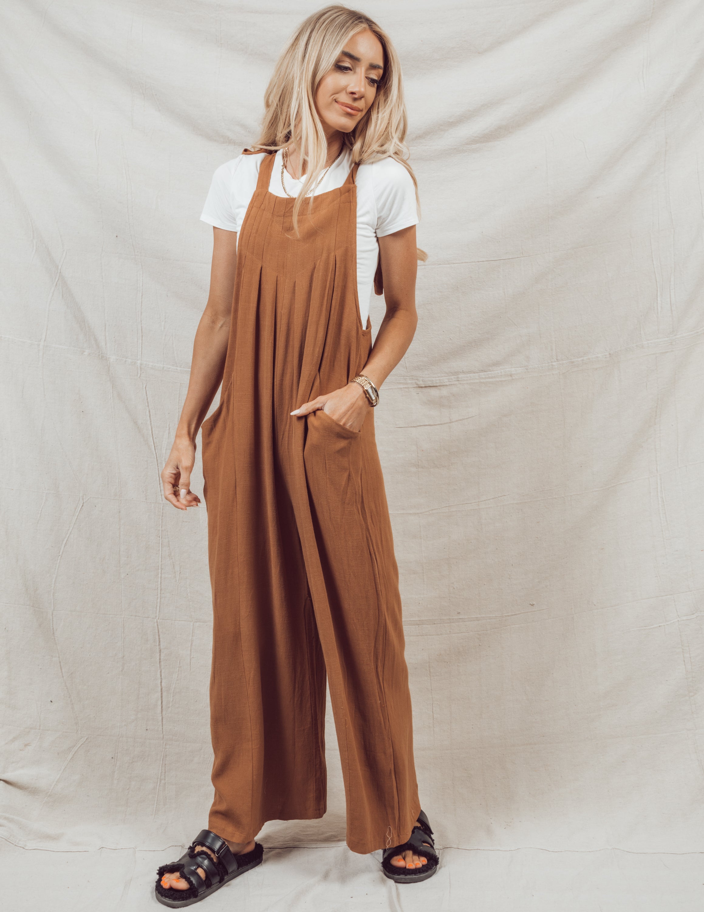 Ambrelyn Linen Pleated Jumpsuit