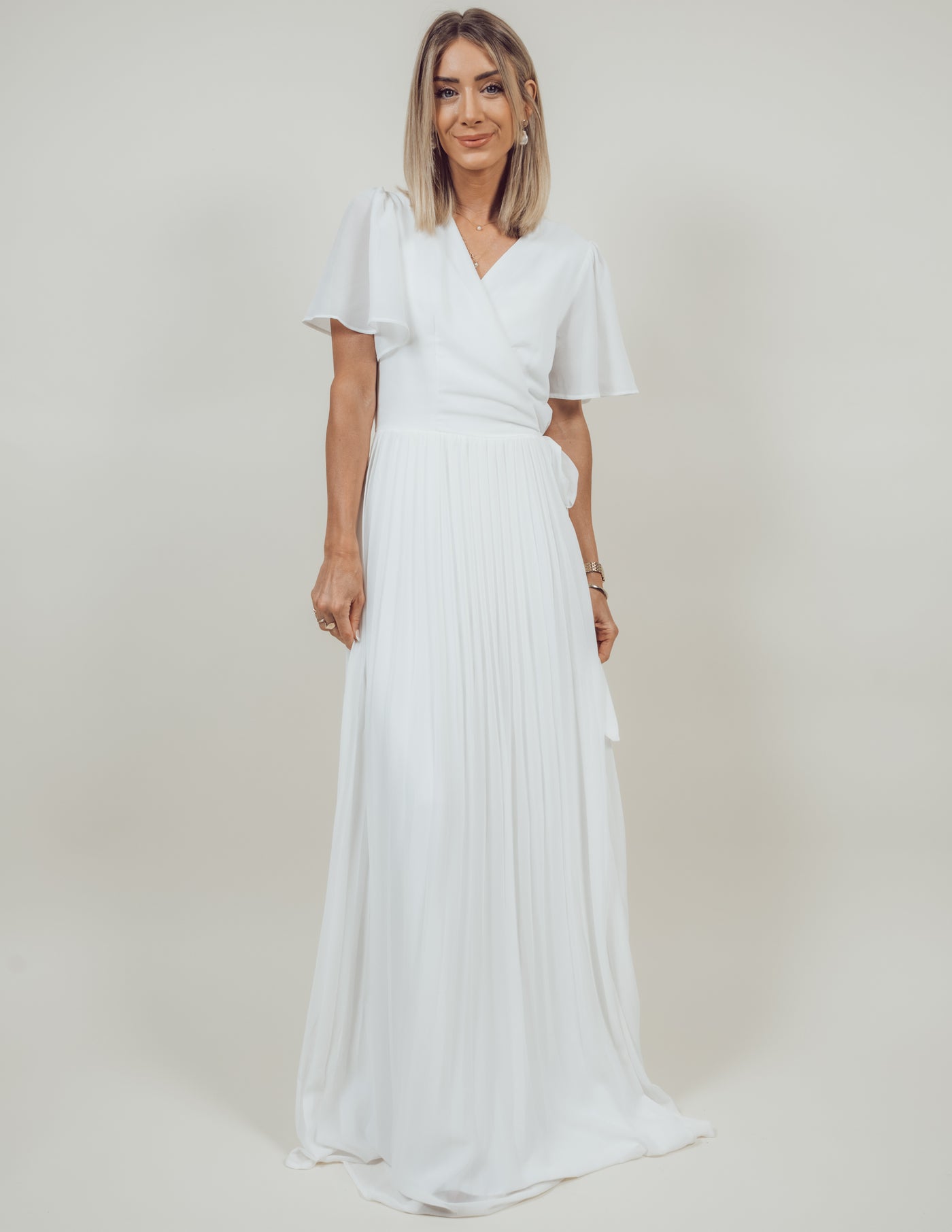 Brigitte Pleated Maxi Dress Ivory / L | Shop Stevie Brigitte Pleated Maxi Dress Ivory / L | Shop Stevie