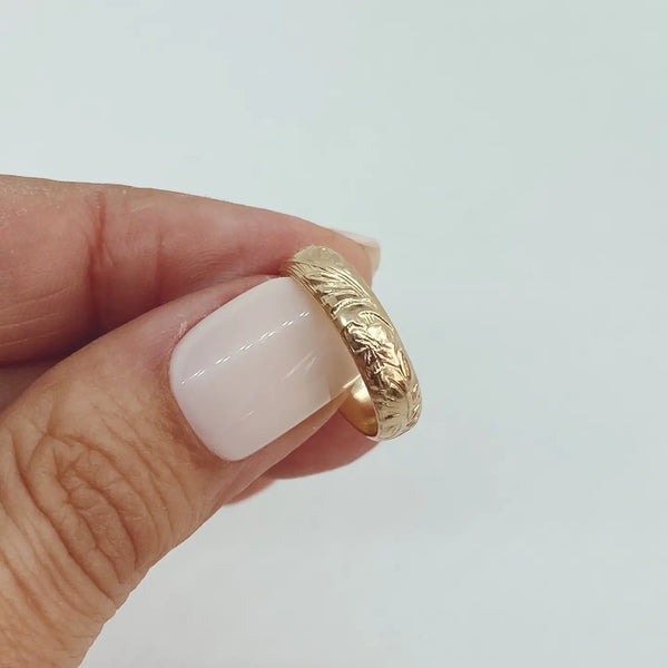 Vintage Floral Thick Band Ring