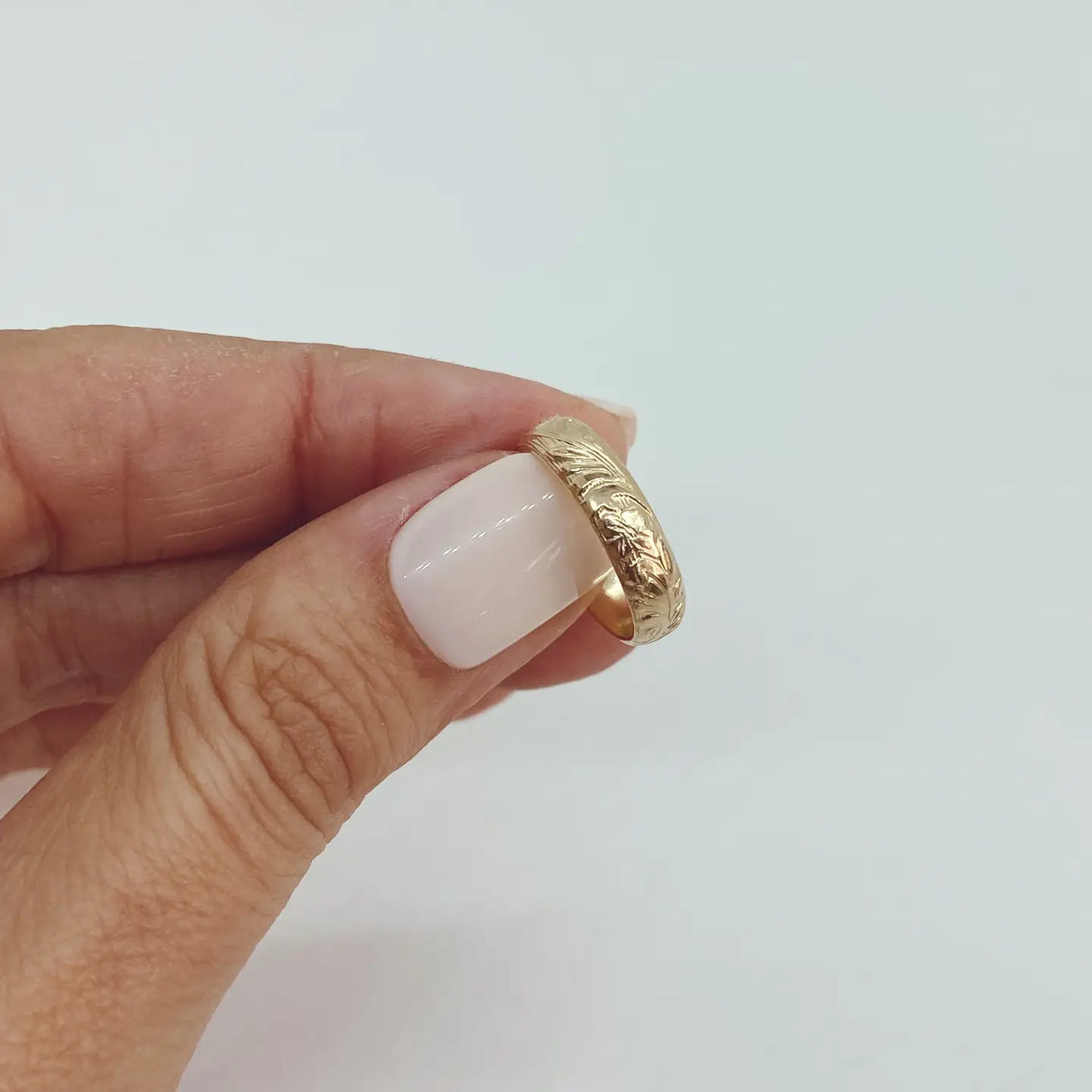 Vintage Floral Thick Band Ring