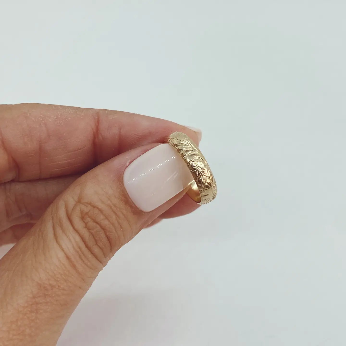 Vintage Floral Thick Band Ring