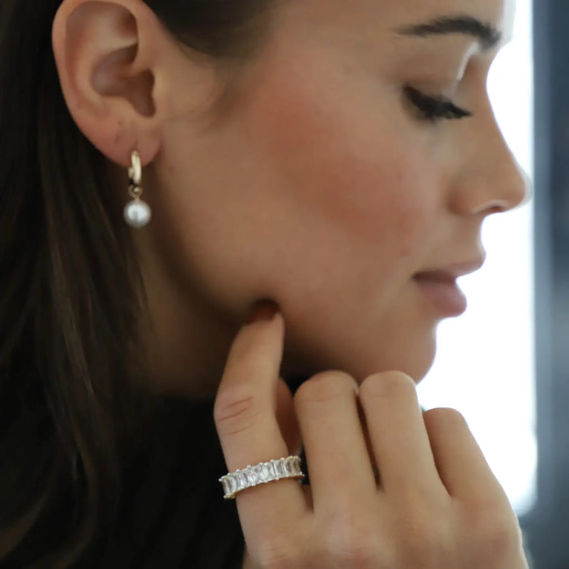 Audrey Pearl Hoop Earrings