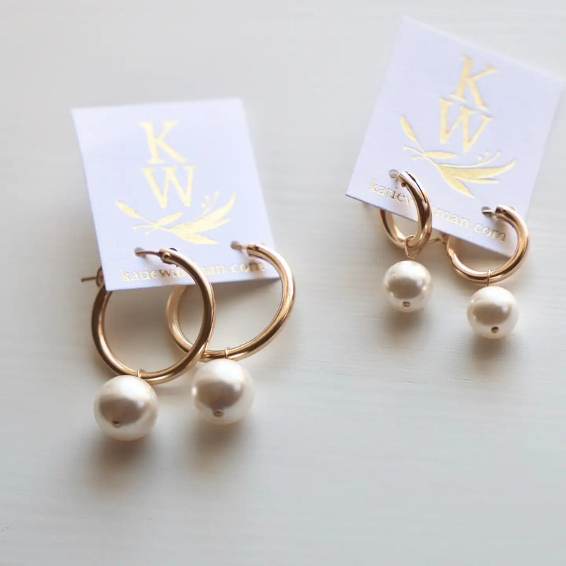 Audrey Pearl Hoop Earrings