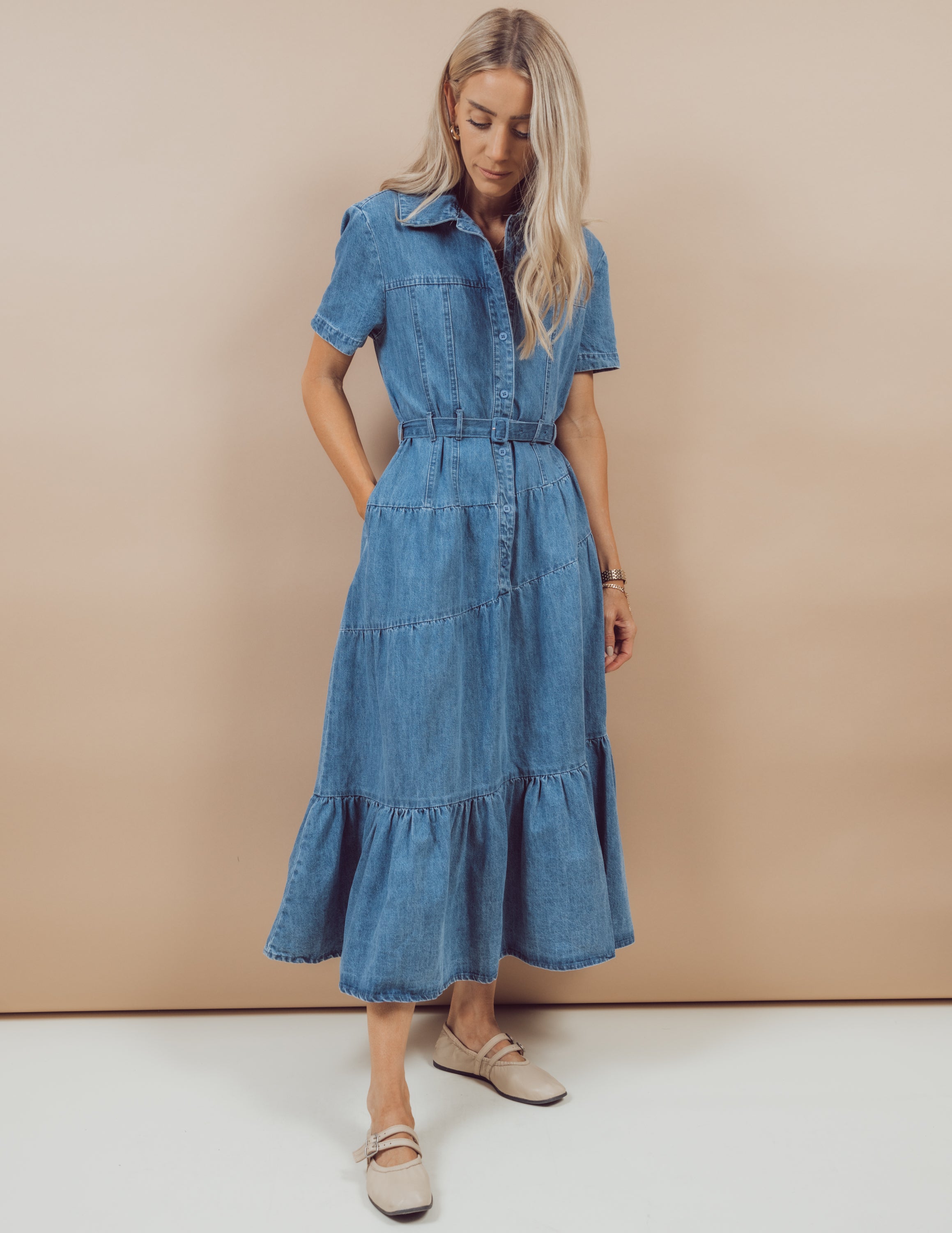 Mallory Tiered Denim Dress