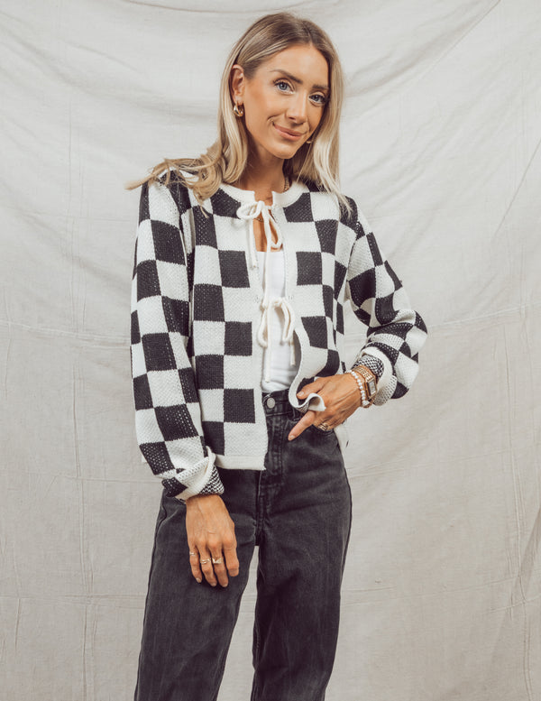 Lyon Checkered Cardigan Shop Stevie