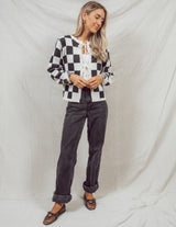 Lyon Checkered Cardigan