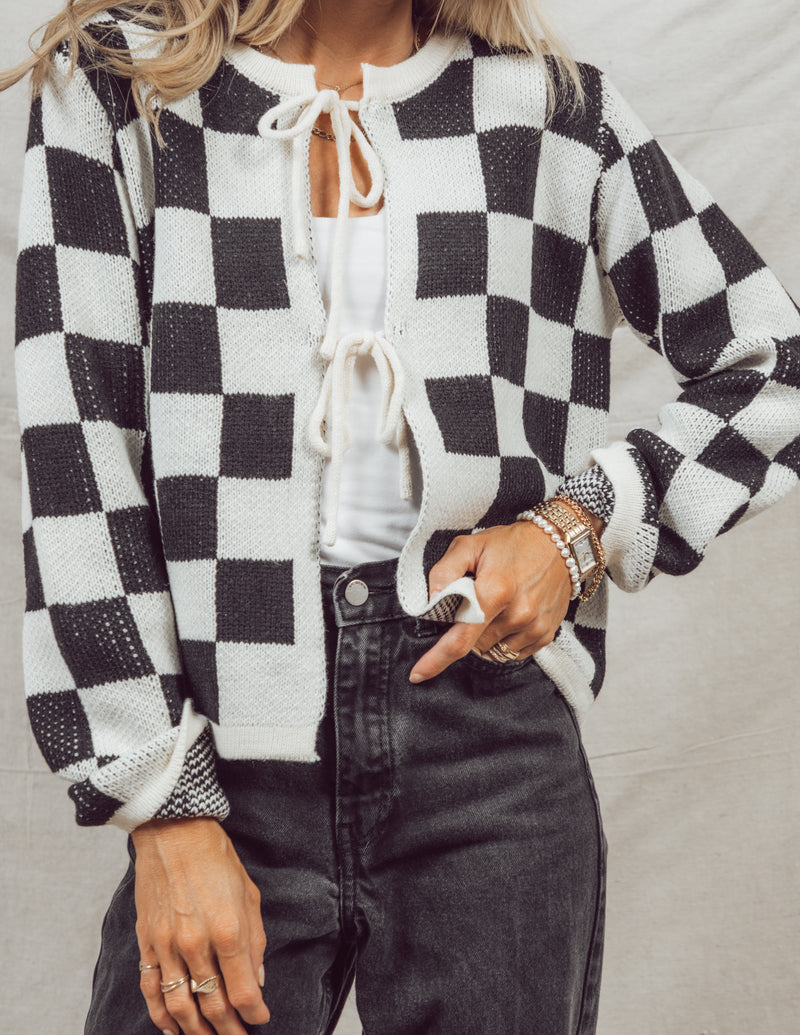 Lyon Checkered Cardigan