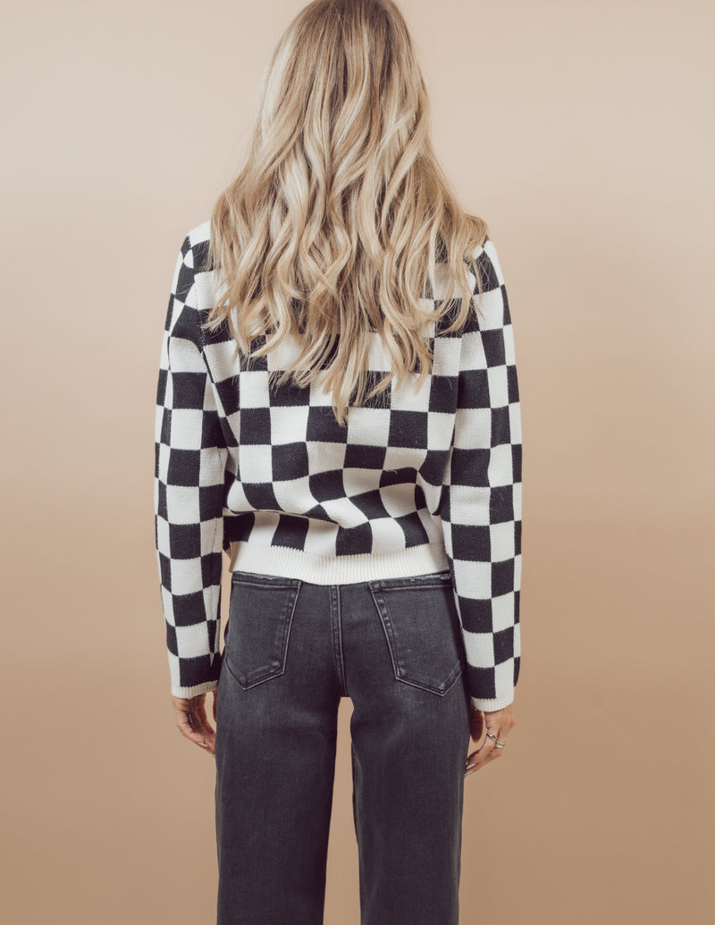 Velona Checkered Cardigan