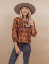 Nancy Corduroy Plaid Top