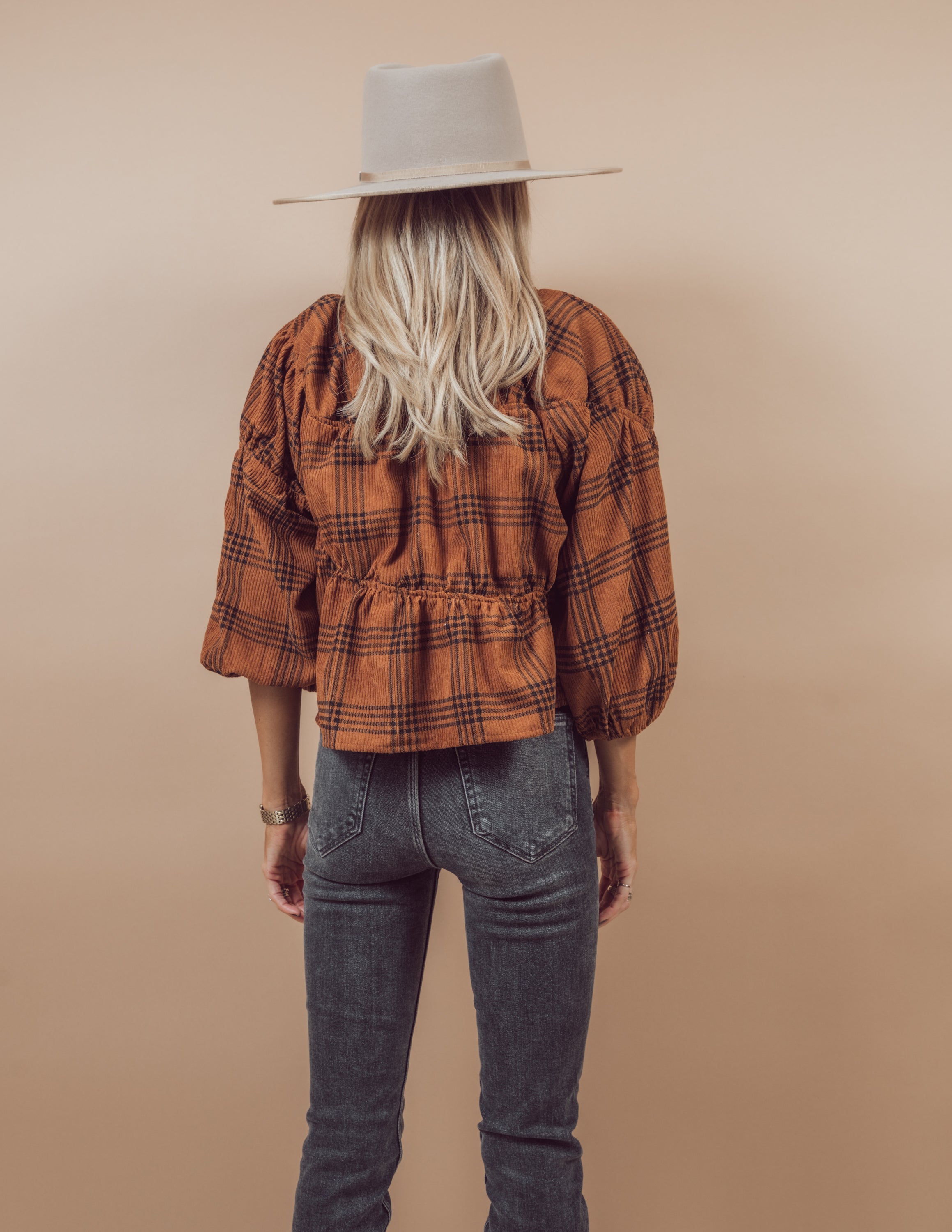 Nancy Corduroy Plaid Top