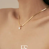 Gold Snake Herringbone Pendant Necklace