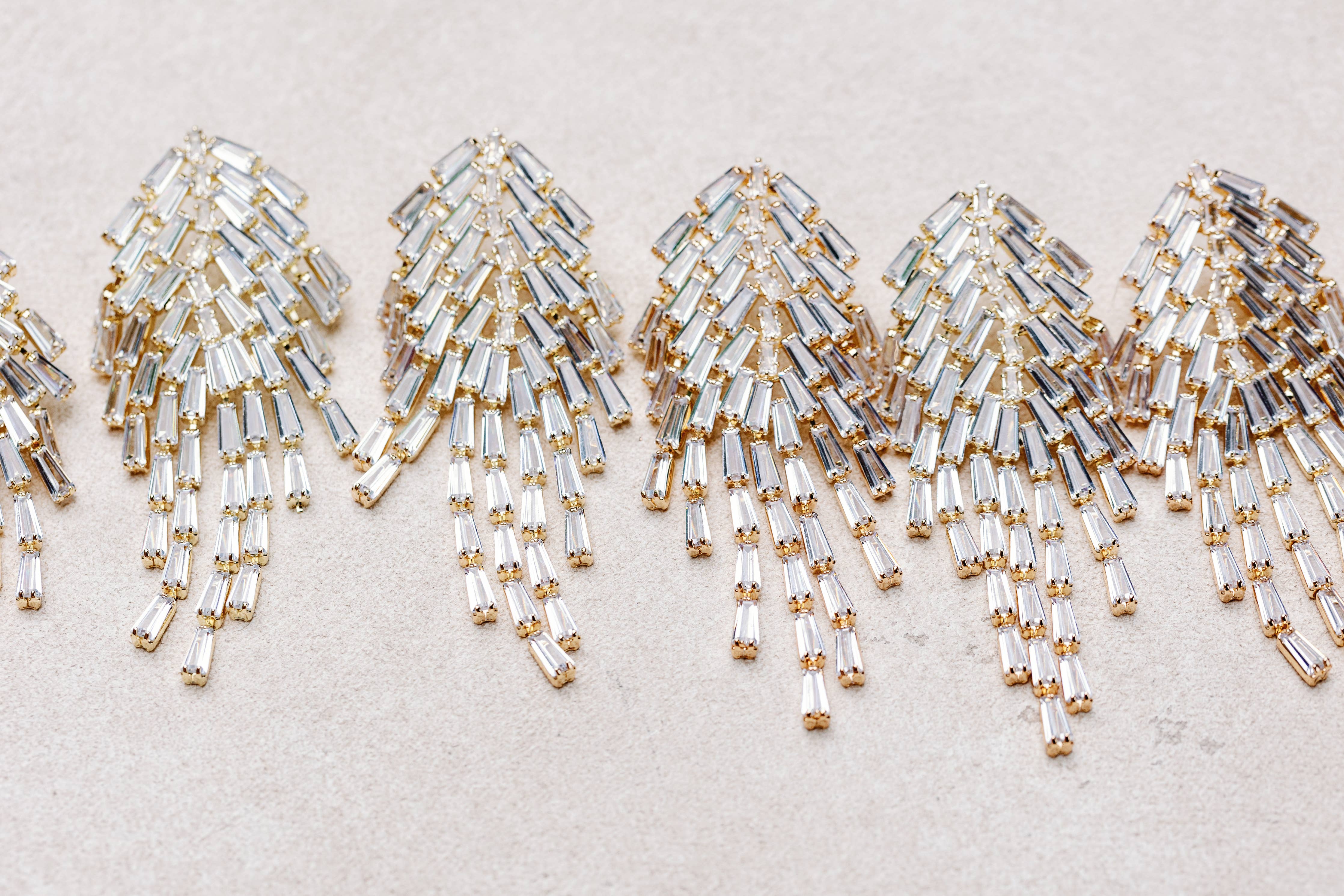 Crystal Waterfall Tassel Earrings