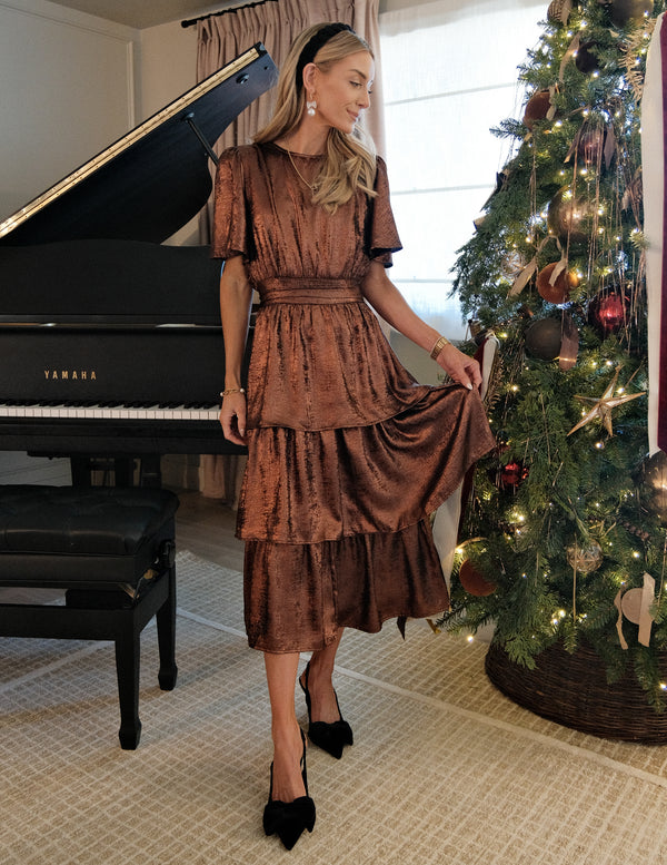 Carol Metallic Tiered Dress