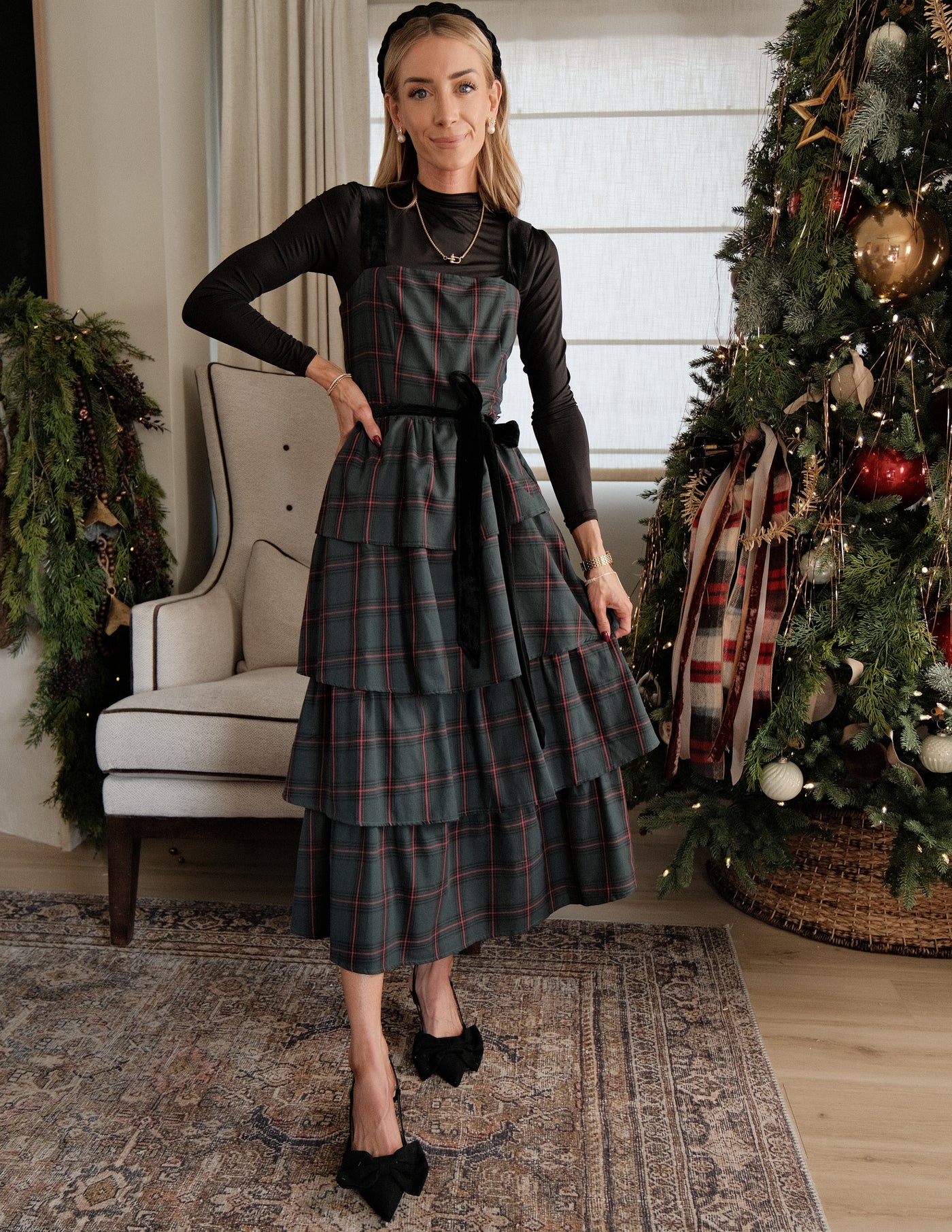 Mari Tiered Plaid Dress