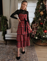 Mari Tiered Plaid Dress