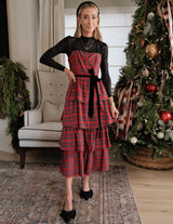 Mari Tiered Plaid Dress