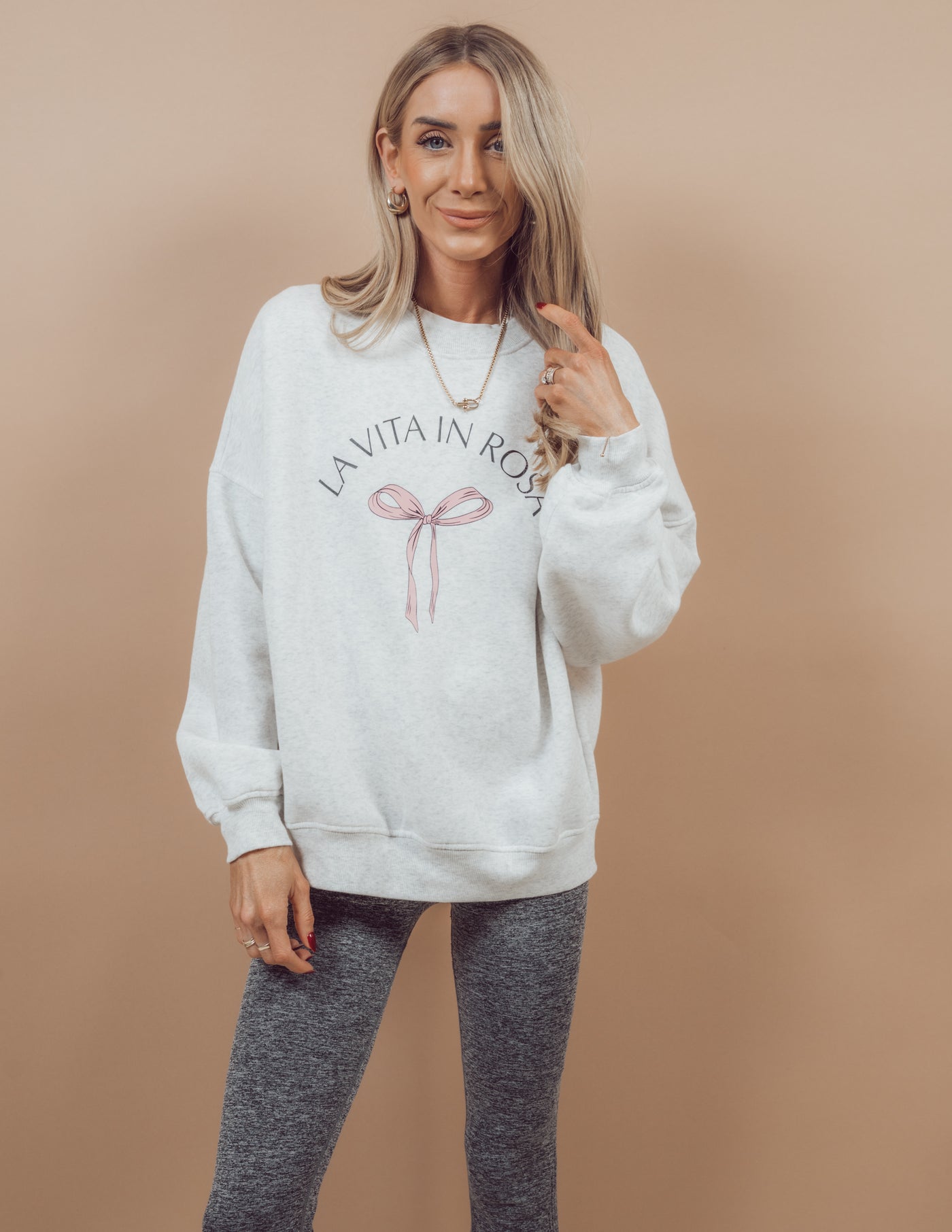 LaVita in Rosa Bow Graphic Crewneck