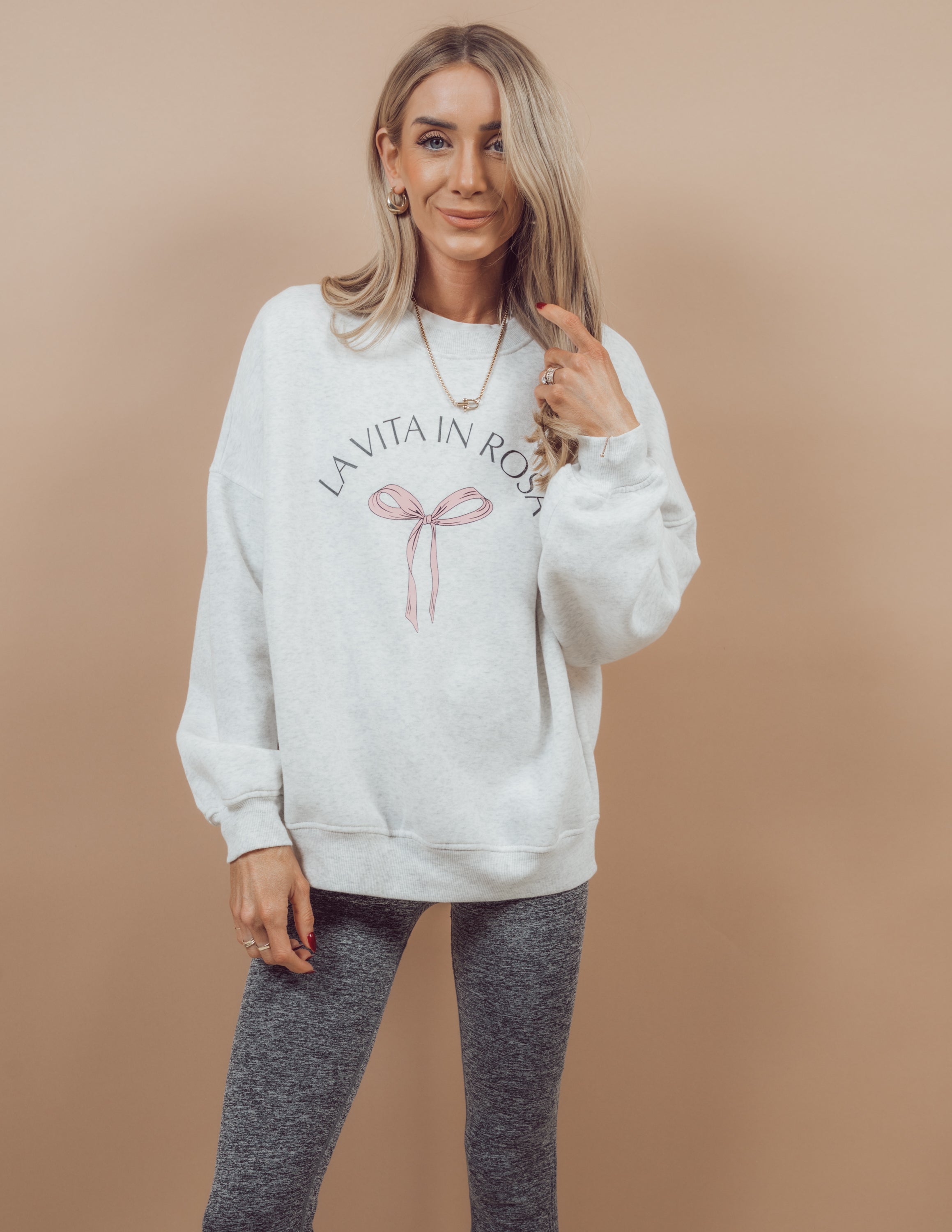 LaVita in Rosa Bow Graphic Crewneck