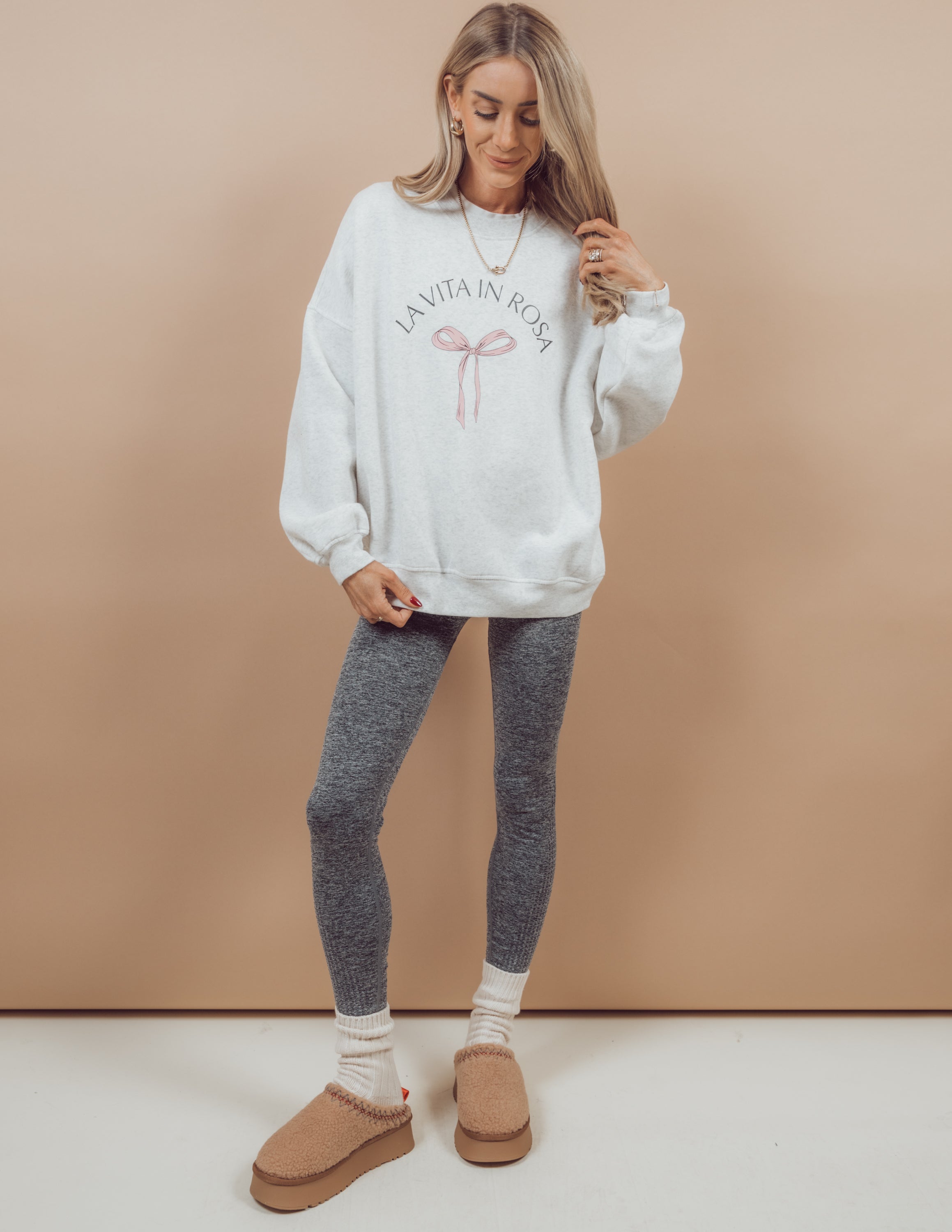 LaVita in Rosa Bow Graphic Crewneck