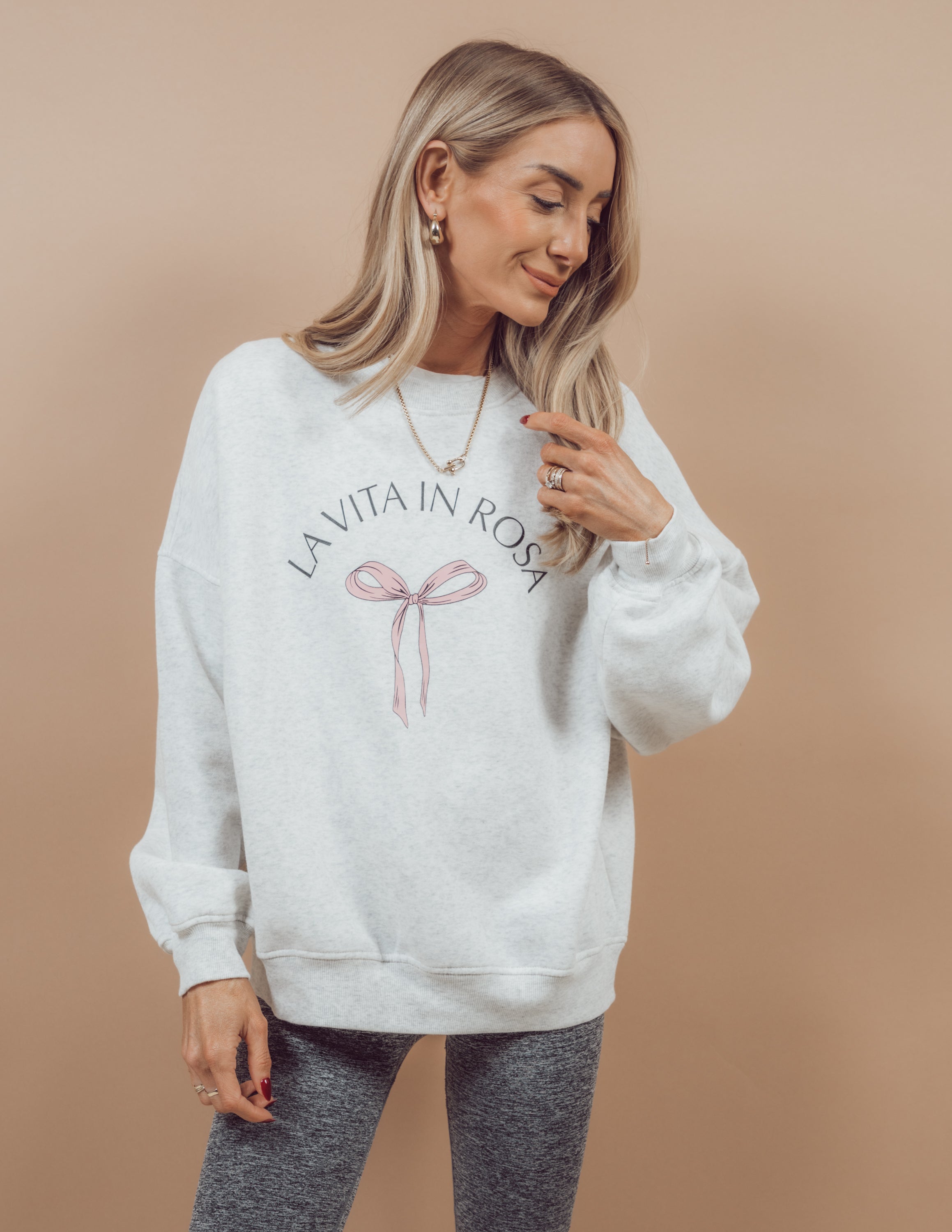 LaVita in Rosa Bow Graphic Crewneck