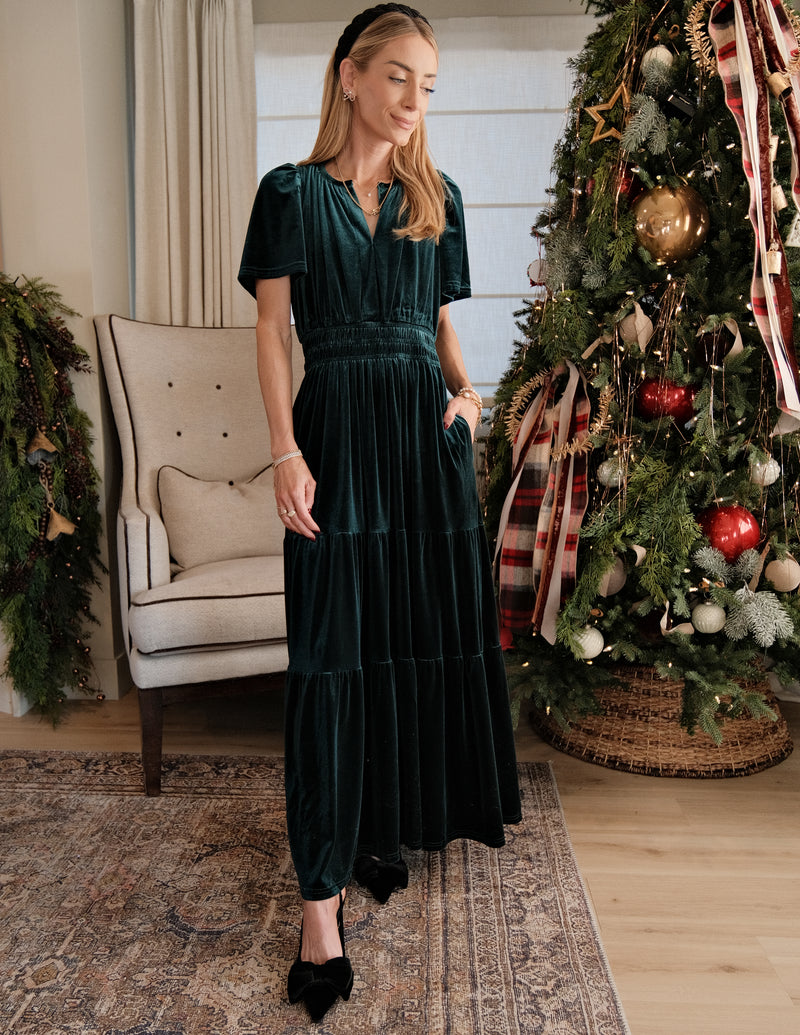 Michele Velvet Tiered Dress