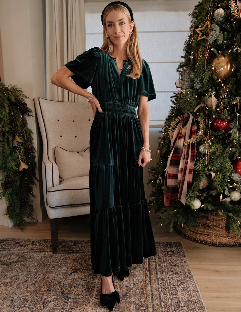 Michele Velvet Tiered Dress