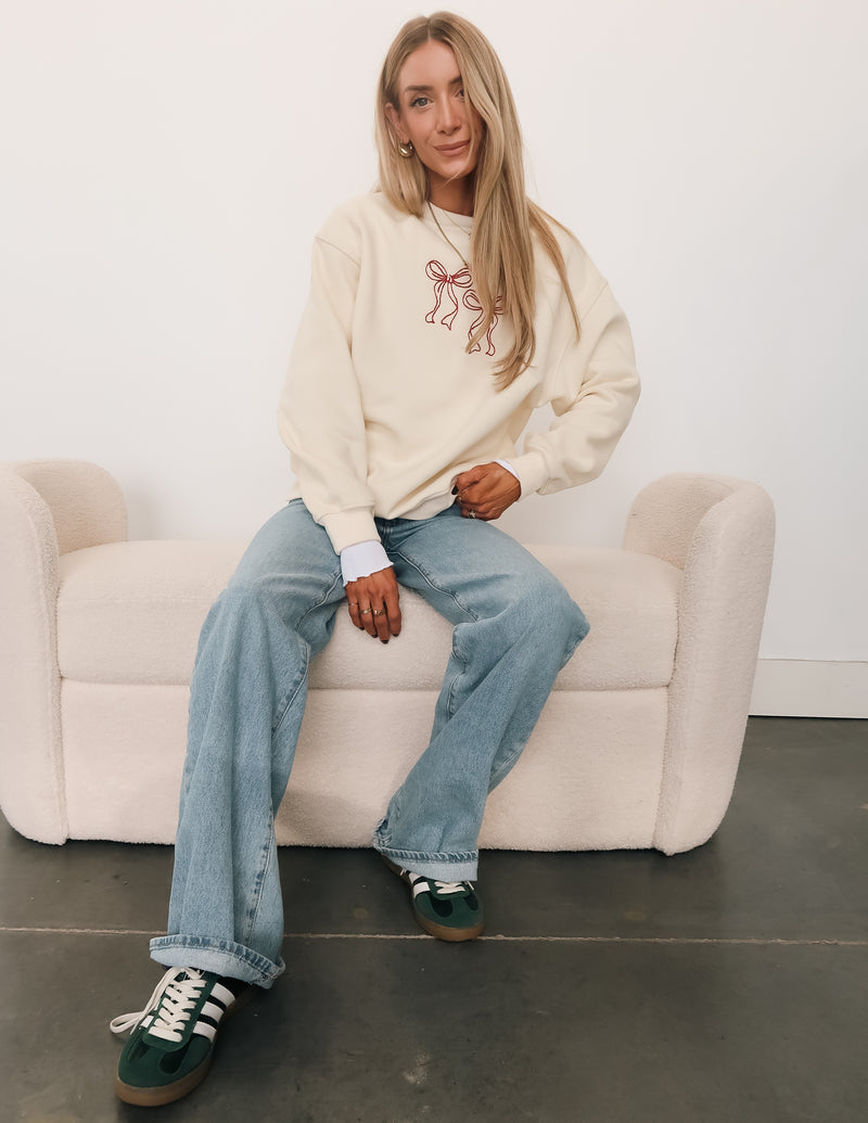 Caroline Double Bow Embroidered Sweatshirt