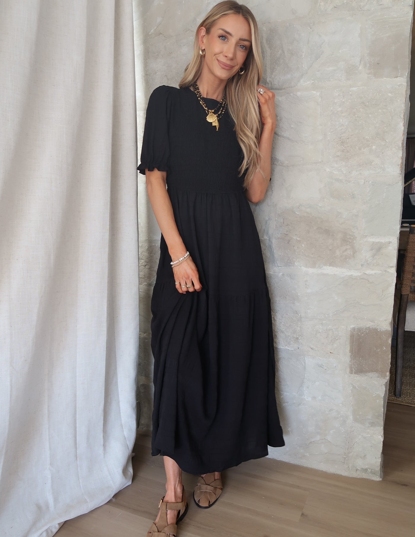 stevie midi dress Stevie Textured Stripe Midi Dress in navy stripe