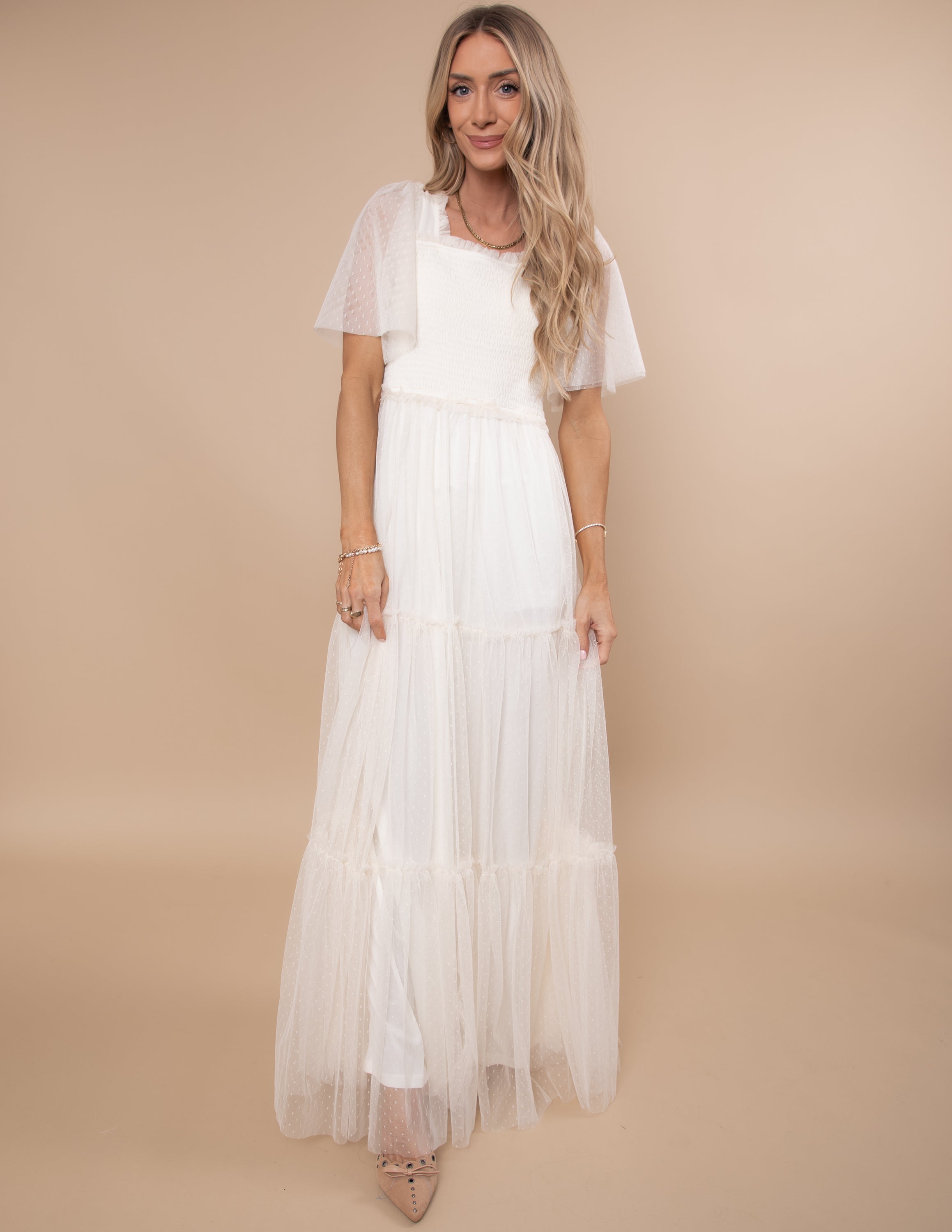 Gwenyth Mesh Maxi Dress Natural / M | Shop Stevie Gwenyth Mesh Maxi Dress Natural / M | Shop Stevie