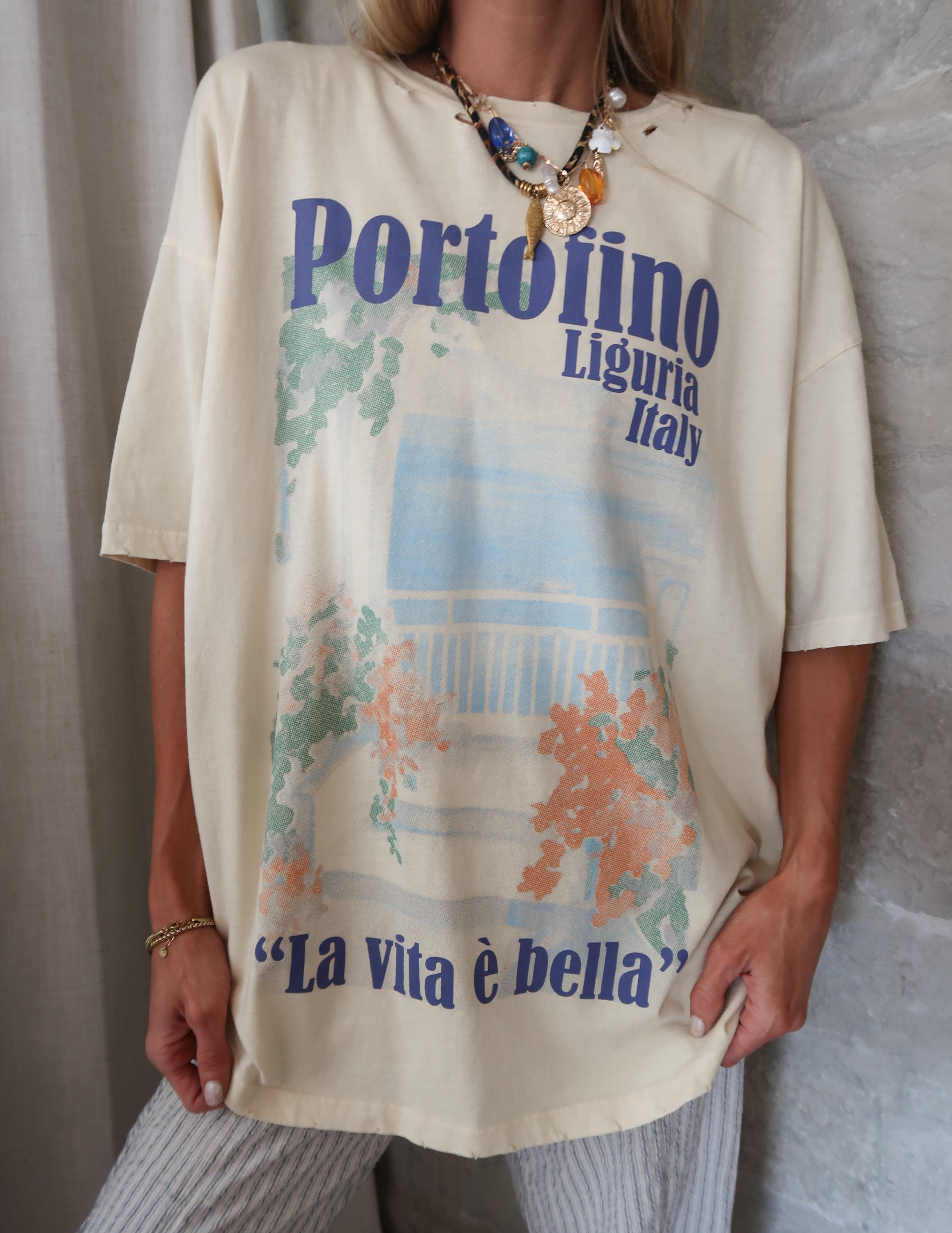 Portofino Italy Distressed Graphic Tee