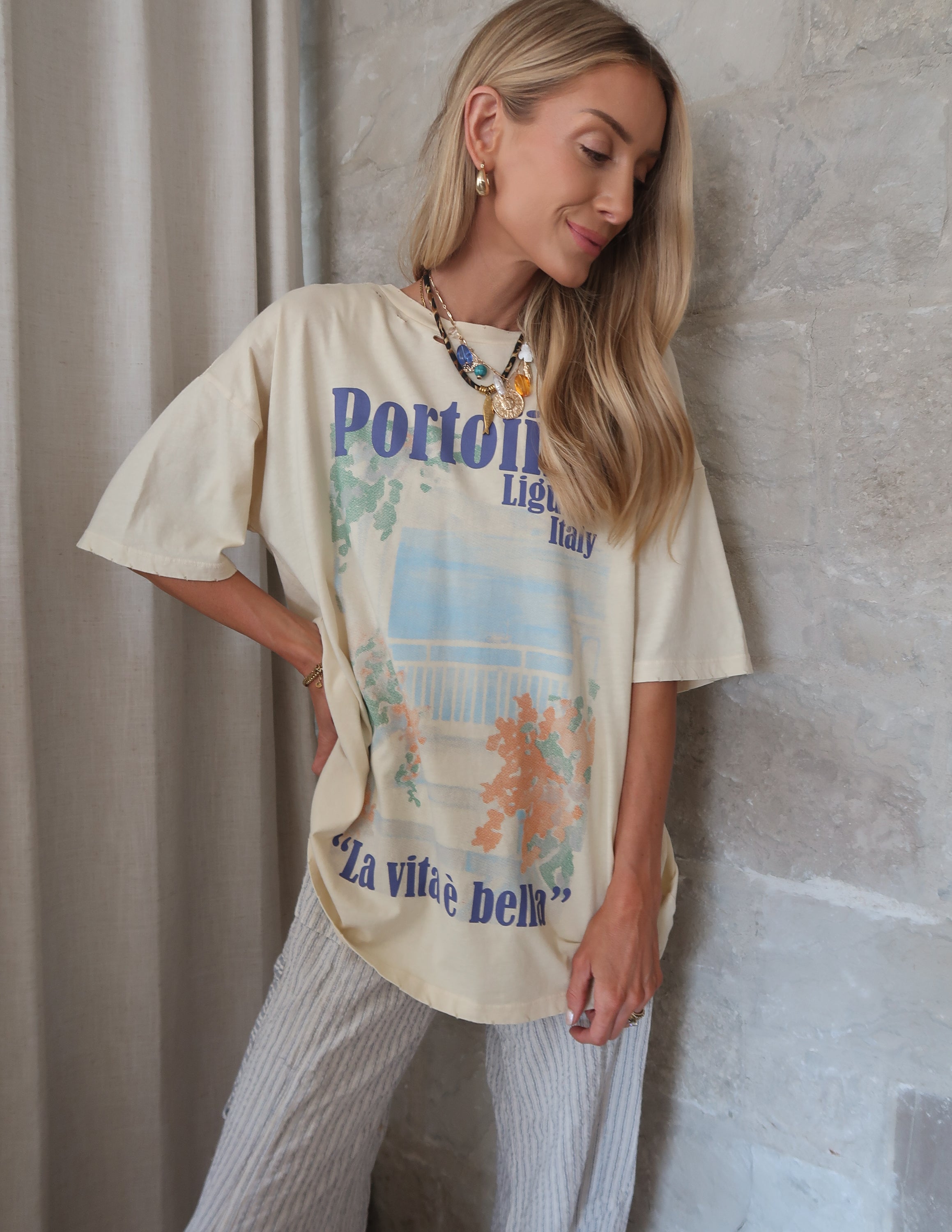 Portofino Italy Distressed Graphic Tee
